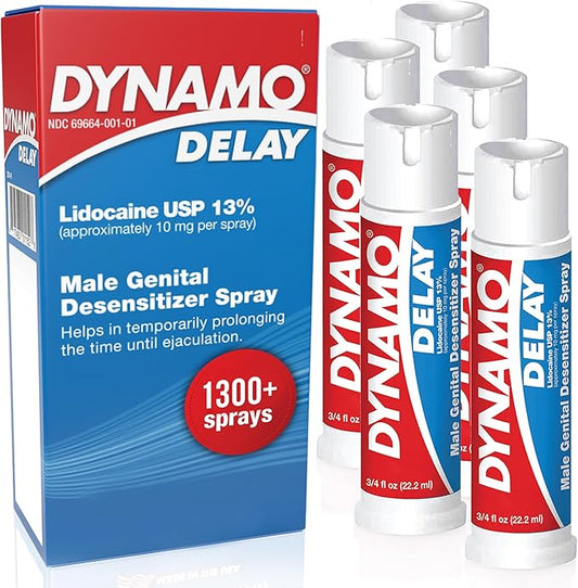 Screaming O - Dynamo Delay Spray, Pack of 5 - Iconic Delay Ejection Spray - Climax Control Spray Men, Lidocaine Spray, Non - Irritating, Clinically Tested - Climax Delay Spray for Men - 5 x 0.75 oz in Pakistan